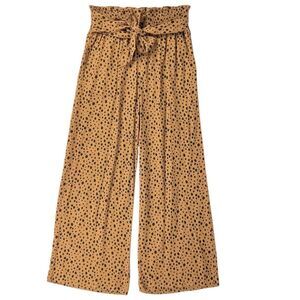Abercrombie Tan Black Polka Dot Wide Leg Pants Medium
